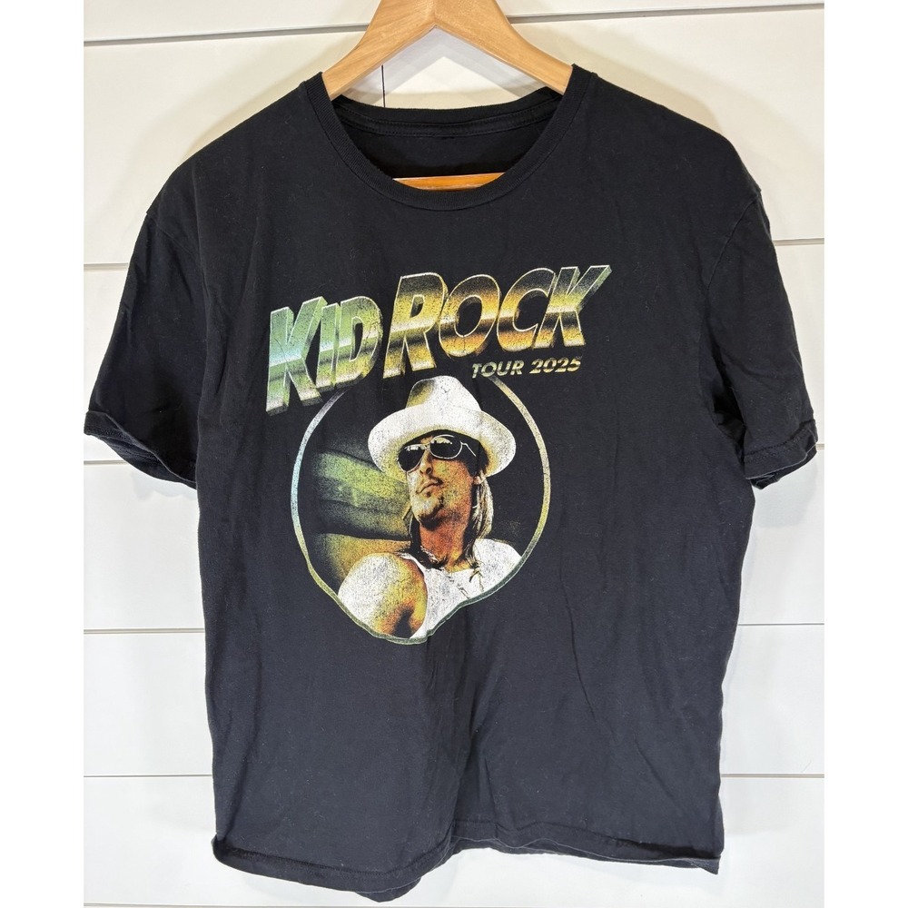 Women's Size Medium M Black Kid Rock Tour T Shirt 2025 Detroit Rock Music Merch